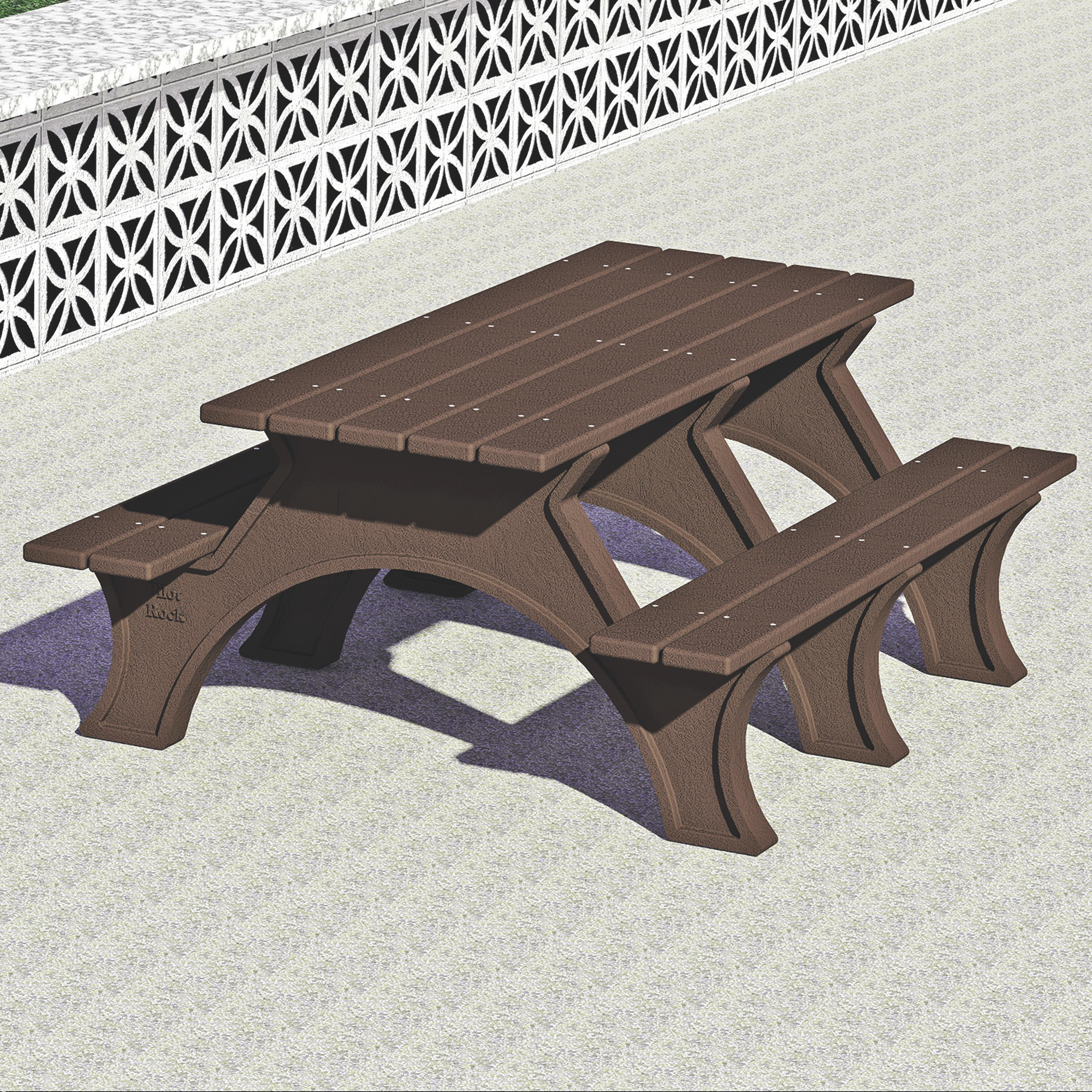 Pilot Rock Recycled Plastic Picnic Table, Brown, 8ft.L, Model# ART/W-8W